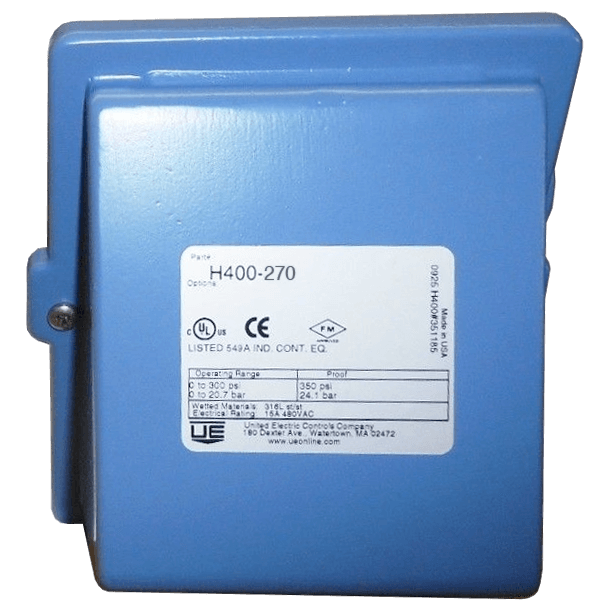 United Electric Pressure Switch, 400 Series Type H400 Models 270 & 274